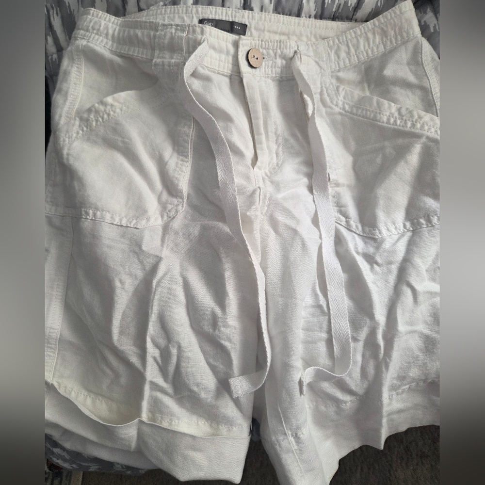 GAP White Linen Shorts with Drawstring Waist